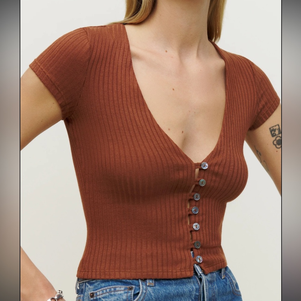 NWOT Reformation Nella Knit Top Chestnut - Size L